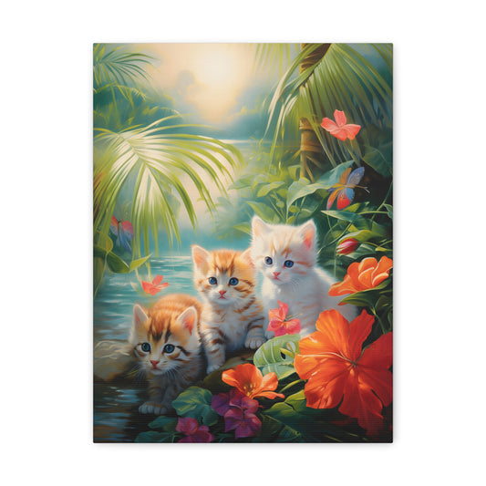 Adorable Kitten Tropical Rainforest Fine Art Print Canvas Wall Art