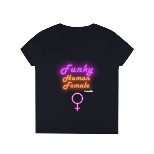Funky Human Female Feminist Ladies' V-Neck T-Shirt