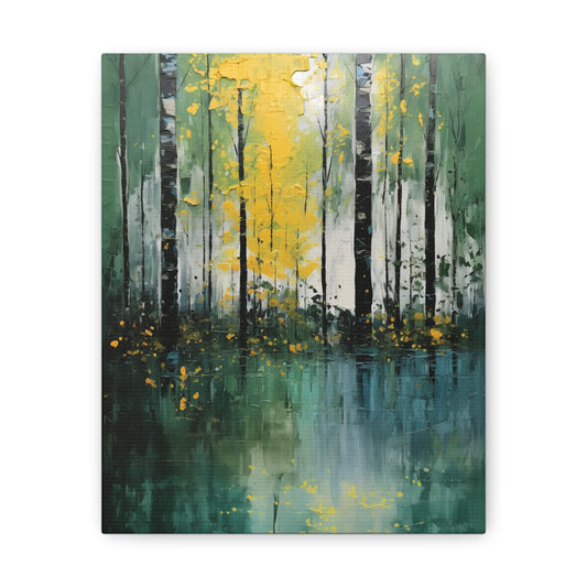 Fantasia Scenery Abstract Watercolor Blue Forest Landscape Canvas Wall Art