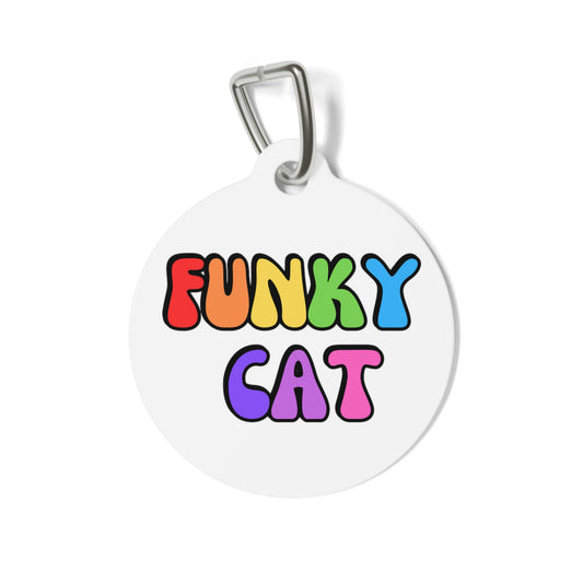 Adorable "Funky Cat" White Metal Keychain
