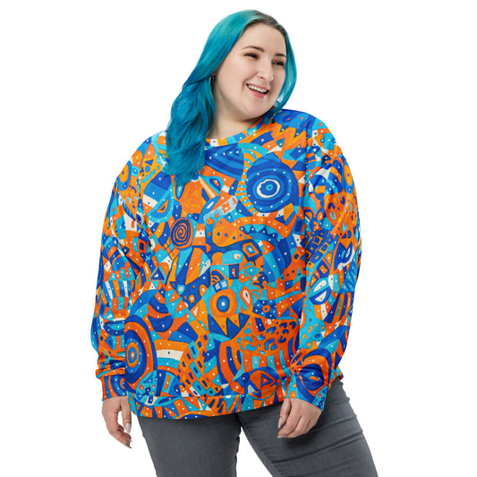 Funky Orange and Blue Pattern Unisex Sweatshirt