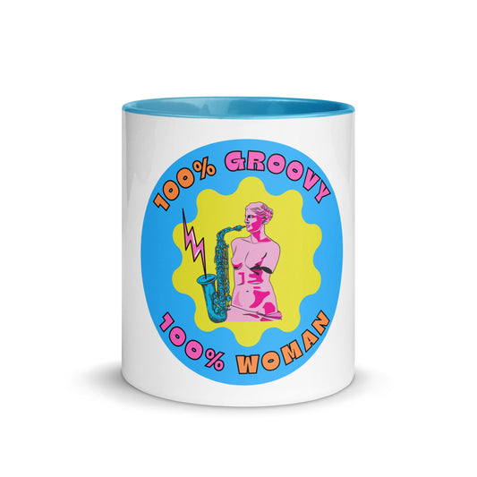 100% Groovy, 100% Woman Colorful Mug